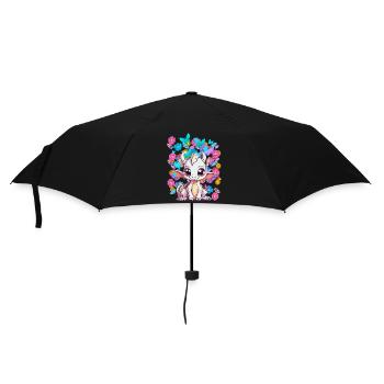 Retro Drache Kind Kinder 80er 90er Vintage Baby - Regenschirm (klein) - Schwarz - Vorne