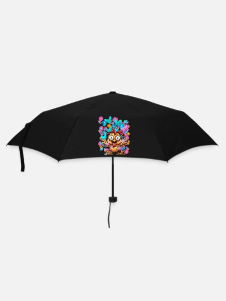 Huhn Hühner Frühling Blumen Schmetterlinge lustig - Regenschirm (klein) - Schwarz