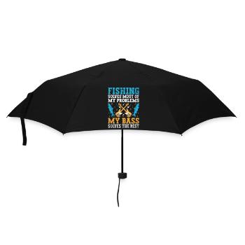 Fishing Solves Most Of My Problems My Bass Solves - Umbrella (small) - black - Front