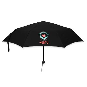 Caregiving is a Work of Heart Caregiver Carer - Umbrella (small) - black - Front