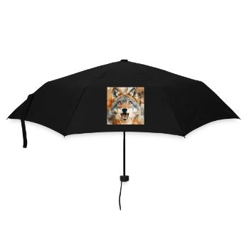 Wolf - Regenschirm (klein) - Schwarz - Vorne