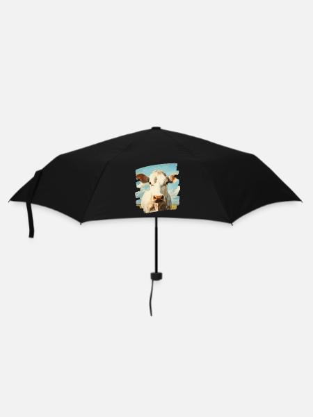 Kuh Bauer - Regenschirm (klein) - Schwarz
