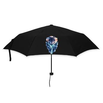 Wolf - Regenschirm (klein) - Schwarz - Vorne
