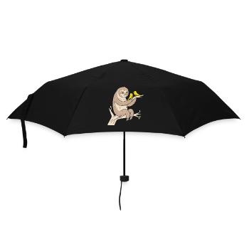 Cozy sloth with birds illustration - Umbrella (small) - black - Front