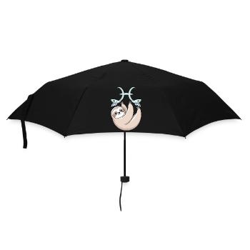 Pisces Zodiac Sign Sloth with Two Pisces - Umbrella (small) - black - Front