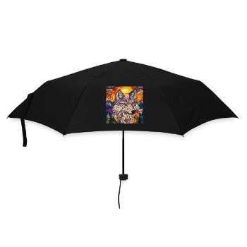 Wolf - Regenschirm (klein) - Schwarz - Vorne