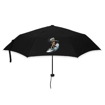 Weibliche Surferin Grafik - Regenschirm (klein) - Schwarz - Vorne