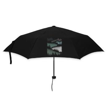 Nature Mountains Hiking Forest Minimalist Gift - Umbrella (small) - black - Front