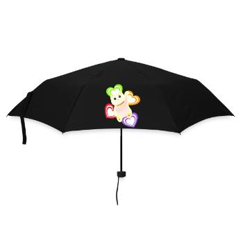 Katze Katzen Herz Herzen - Regenschirm (klein) - Schwarz - Vorne