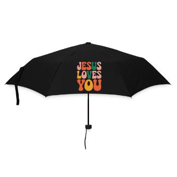 Jesus loves you Christian saying - Umbrella (small) - black - Front