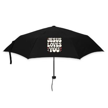 Jesus Liebt Dich Christen Spruch - Regenschirm (klein) - Schwarz - Vorne