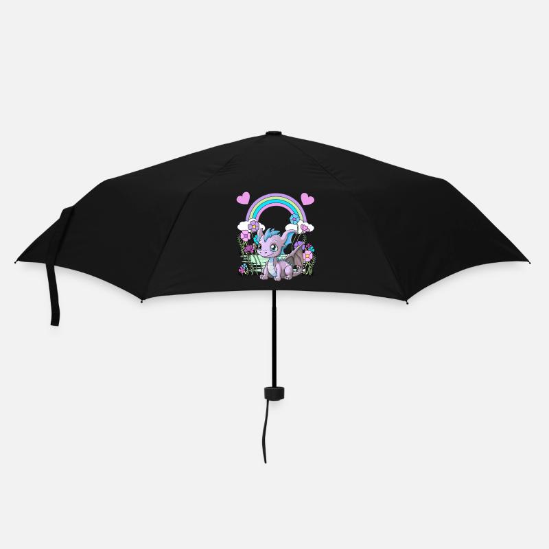 Drache Drachen Kinder Kind Regenbogen - Regenschirm (klein) - Schwarz