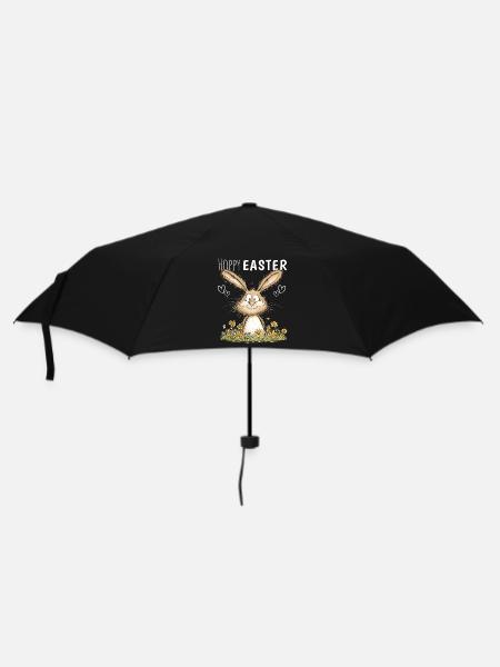 Hoppy Easter Osterhase Ostermotiv Ostern Hase - Regenschirm (klein) - Schwarz