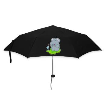Elefant Angler Fisch Angeln - Regenschirm (klein) - Schwarz - Vorne
