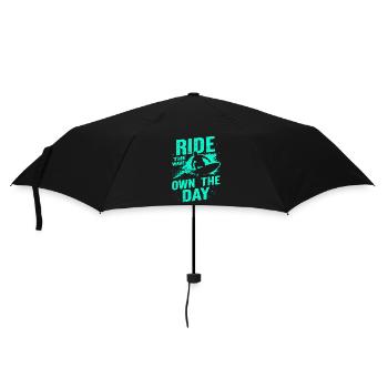 Surfer Ride the Wave – Own the Day Saying - Umbrella (small) - black - Front