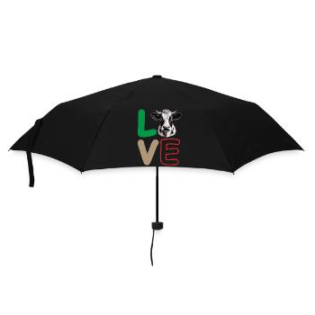 LOVE KUH KOPF - Regenschirm (klein) - Schwarz - Vorne