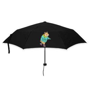 Hamster Eislaufen Schlittschuhe - Regenschirm (klein) - Schwarz - Vorne