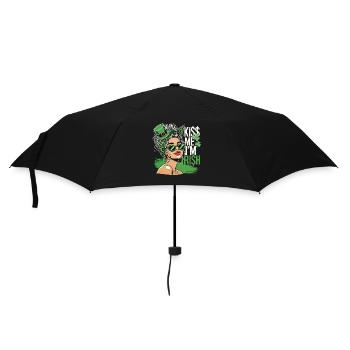 Kiss Me I'm Irish St. Patrick's Day Party Motiv - Regenschirm (klein) - Schwarz - Vorne