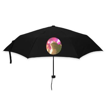 Cartoon frog smoking weed: Weed and croaking party - Umbrella (small) - black - Front