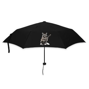 Un raton laveur se balance sur une guitare électrique - Parapluie standard - noir - Devant