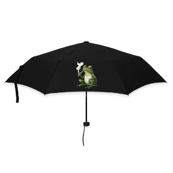 Frosch mit Zigarette im Mund - Weed Frosch Design - Regenschirm (klein) - Schwarz - Vorne