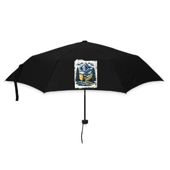 Bergpanorama mit Bierglas - Regenschirm (klein) - Schwarz - Vorne