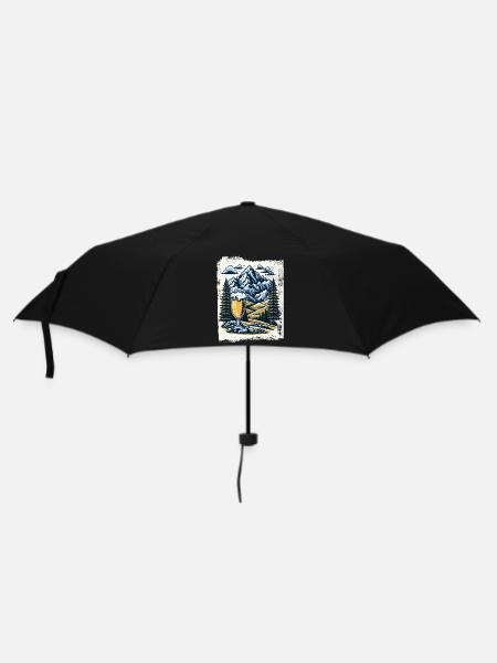 Bergpanorama mit Bierglas - Regenschirm (klein) - Schwarz