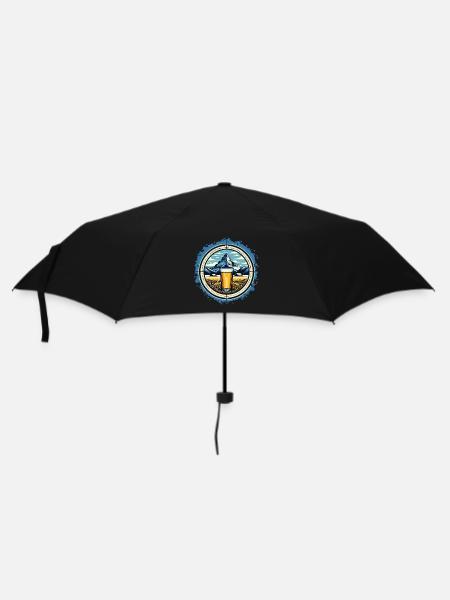 Berg- und Bierabenteuer Design - Regenschirm (klein) - Schwarz