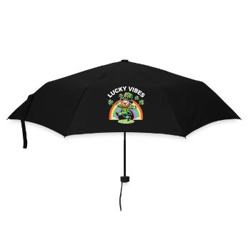 Lucky Vibes St. Patricks Day Regenbogen - Regenschirm (klein) - Schwarz - Vorne