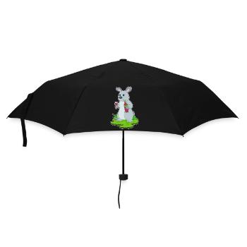 Hase Flasche Rotwein - Regenschirm (klein) - Schwarz - Vorne