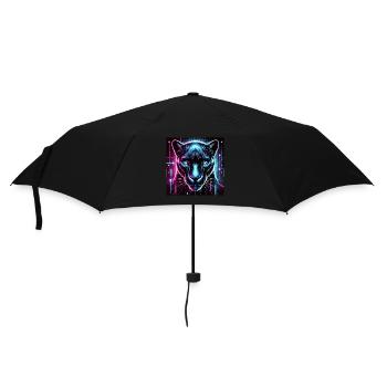 Cyberpunk Panther – Neon Stil - Regenschirm (klein) - Schwarz - Vorne