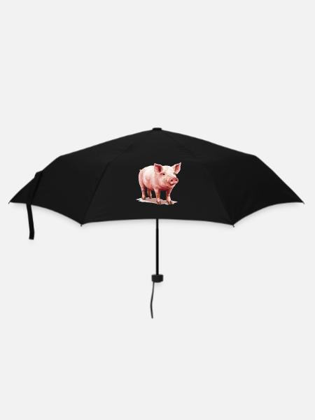 Schweine Schwein - Regenschirm (klein) - Schwarz
