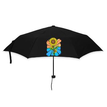 Sonneunblume Blumen Blume Garten Retro - Regenschirm (klein) - Schwarz - Vorne