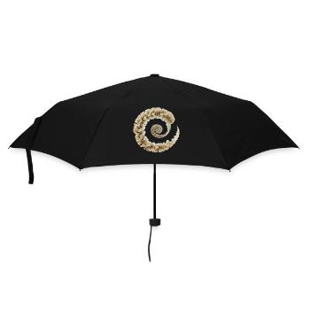 Fibonacci Fungi Spiral | Sacred Nature Art - Umbrella (small) - black - Front