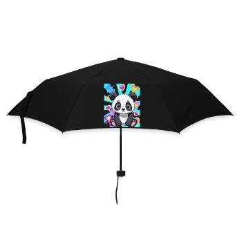 Panda Panda Bear Kids Child Retro 80s 90s Bear - Umbrella (small) - black - Front