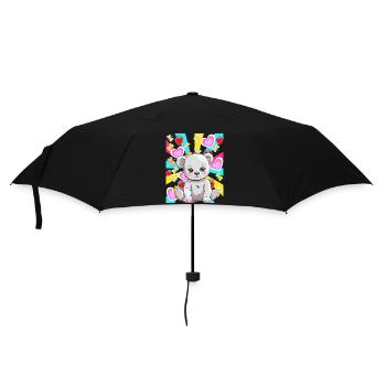 Ours en peluche rétro Ours ours Enfants Bébé des années 80 - Parapluie standard - noir - Devant
