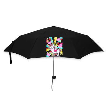 Retro Kinder Kind Pferd Teddy Herz Geburtstag Baby - Regenschirm (klein) - Schwarz - Vorne