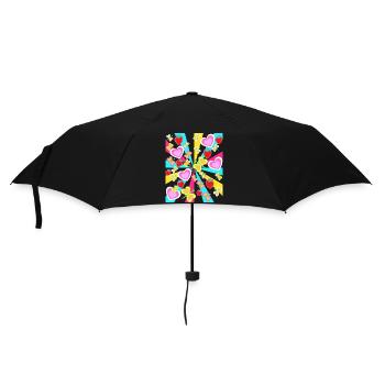 Retro Erdbeeren Herz Herzen Schmetterlinge Sommer - Regenschirm (klein) - Schwarz - Vorne