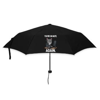 Homeoffice Katze - Regenschirm (klein) - Schwarz - Vorne