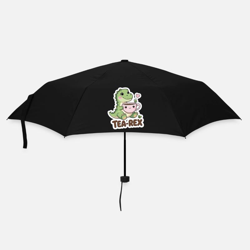 Tea-Rex – Süßer Dino mit Teetasse - Regenschirm (klein) - Schwarz