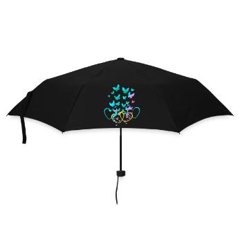 Retro Heart Hearts Butterflies Spring Valentine - Umbrella (small) - black - Front