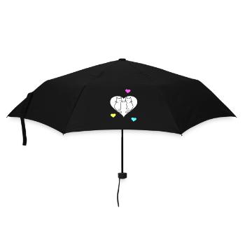 Retro Katzen Katze Valentin Herz Herzen Vintage - Regenschirm (klein) - Schwarz - Vorne