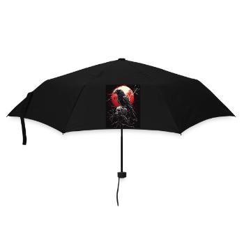 Rabe Totenkopf Mond Düster Gothic Schwarze Krähe - Regenschirm (klein) - Schwarz - Vorne