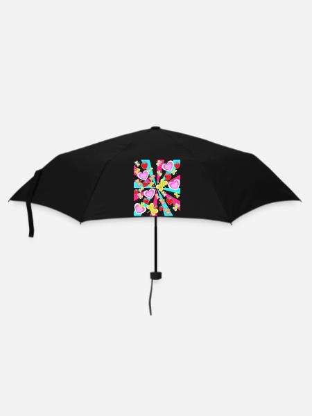 Enfants Été Rétro Papillons Coeurs De Fruits - Parapluie standard - noir