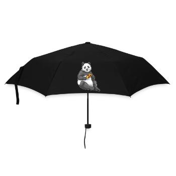 Panda Pizza - Regenschirm (klein) - Schwarz - Vorne