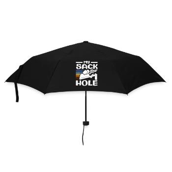 Cornhole Spieler Mein Sack Dein Loch - Regenschirm (klein) - Schwarz - Vorne