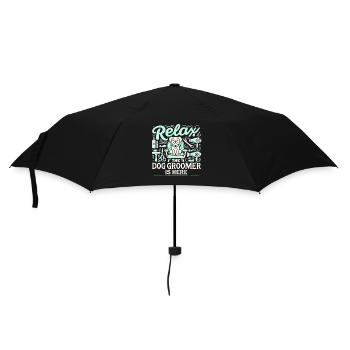 Entspannen Sie sich Der Hundefriseur ist da - Regenschirm (klein) - Schwarz - Vorne