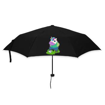 Einhorn Fußballspieler Fußball - Regenschirm (klein) - Schwarz - Vorne