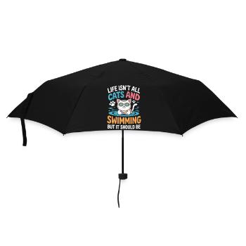 Schwimmen Spruch Katze Lustiges Schwimmen Geschenk - Regenschirm (klein) - Schwarz - Vorne