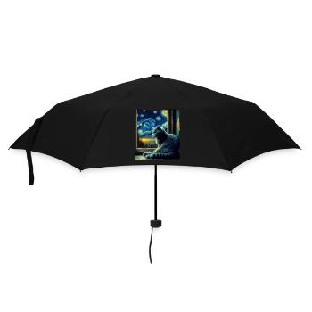 Chat British Shorthair Nuit étoilée - Parapluie standard - noir - Devant